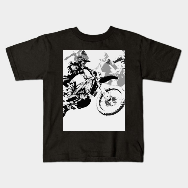 The Big Race - Motocross Racers Kids T-Shirt by Highseller